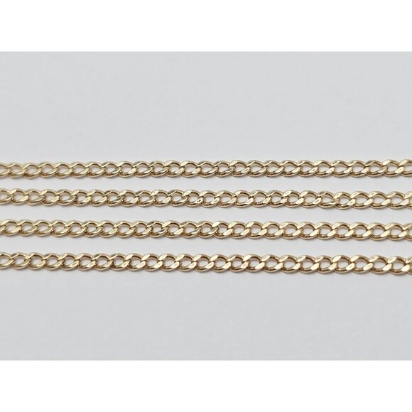 Unique Thin 14K Solid Yellow Gold Designer Cuban Link Chain Necklace 22" Length - Picture 9 of 14